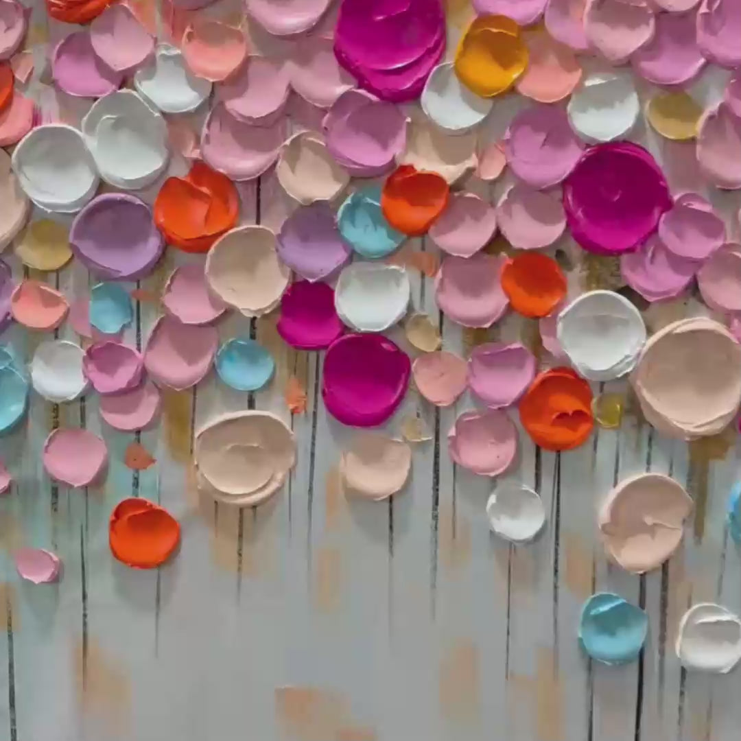 Colorful Petals Oil Painting - Abstract Floral Wall Art for Home Decor