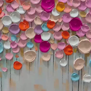 Colorful Petals Oil Painting - Abstract Floral Wall Art for Home Decor