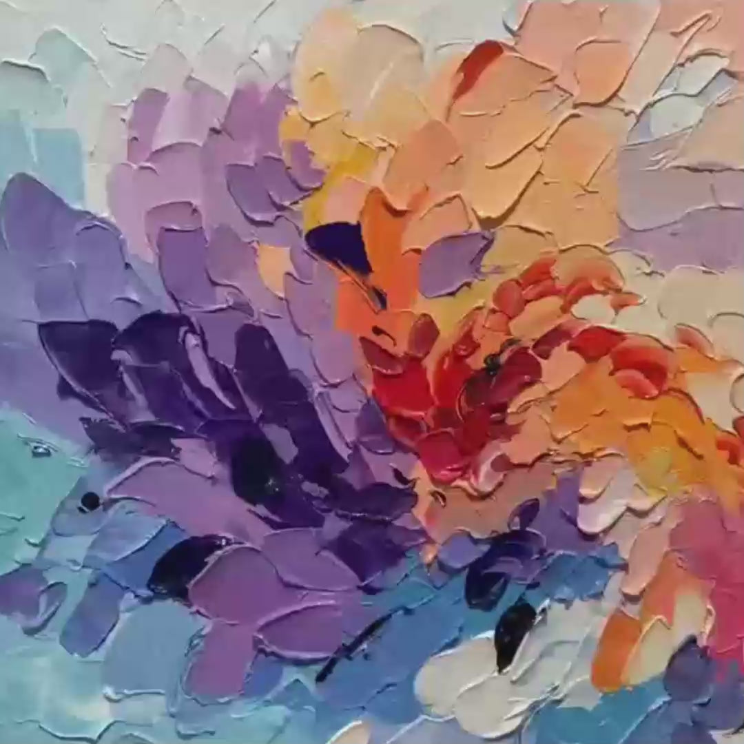 Textured Abstract Painting, Impasto Wall Art, Square Canvas, Modern Decor