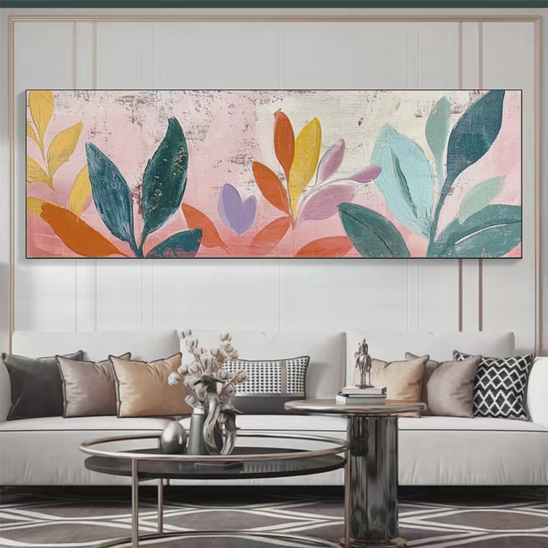 Pastel Botanical Panoramic: Floral Painting | Panoramic Wall Art | Pastel Decor