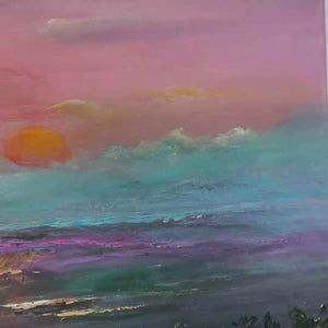 Ready to Ship ｜Watercolor Sunset: Impressionist Floral Landscape