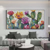 Desert Garden Textured Cactus Impasto Painting Colorful Wall Art
