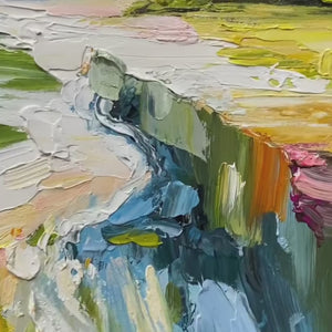 COASTAL EMBRACE Textured Impasto Seascape Oil Painting for Wall Decor