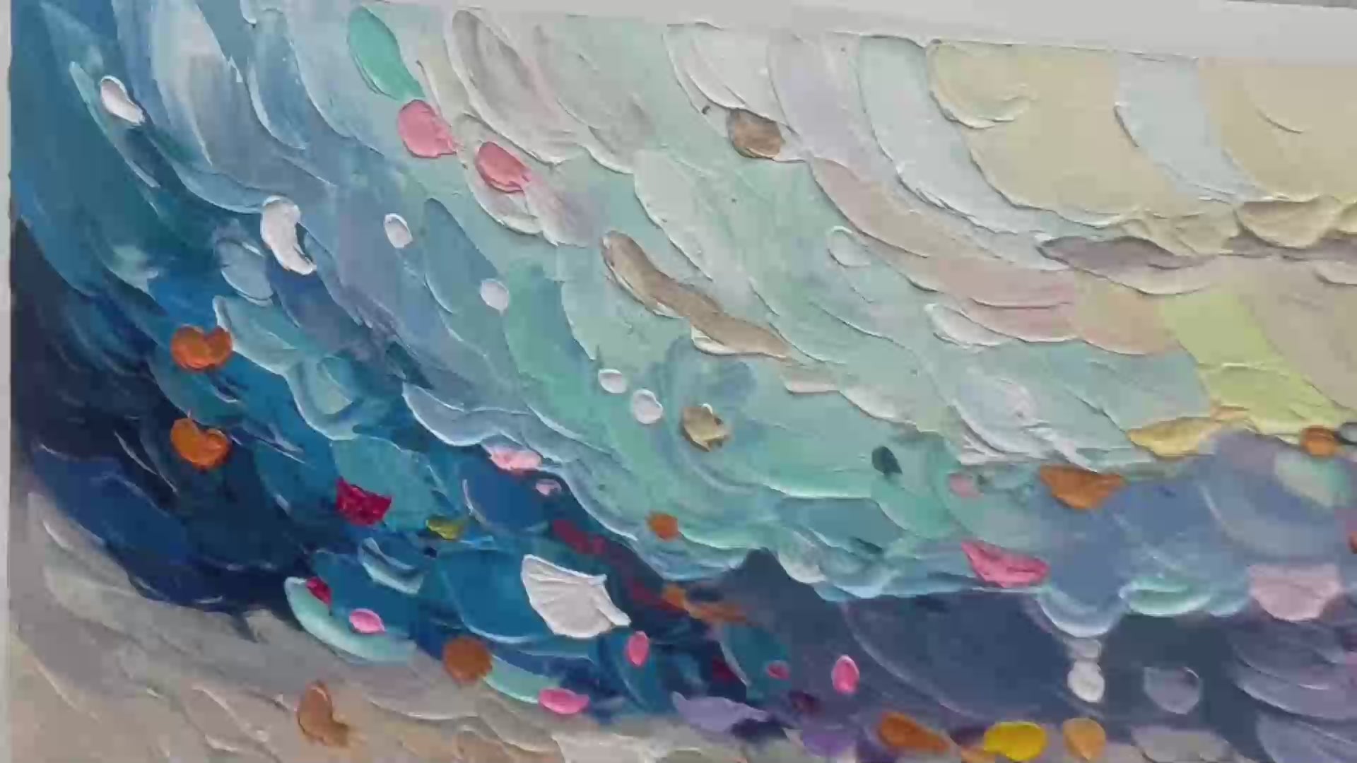 Ready to Ship ｜ CORAL DREAM: Textured Abstract Seascape Oil Painting
