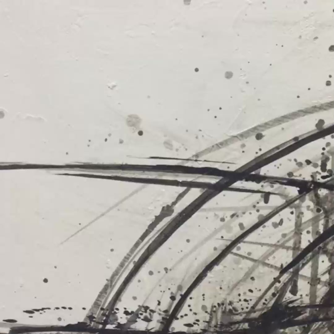 Minimalist Black and White Abstract Oil Painting