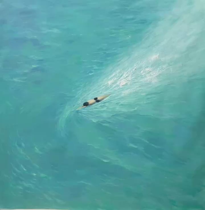 AQUA SOLITUDE Minimalist Ocean Scene Oil Painting