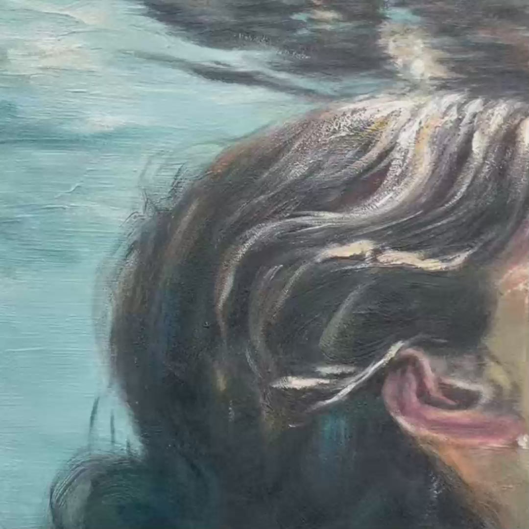 SUBMERGED SERENITY Figurative Underwater Portrait Oil Painting