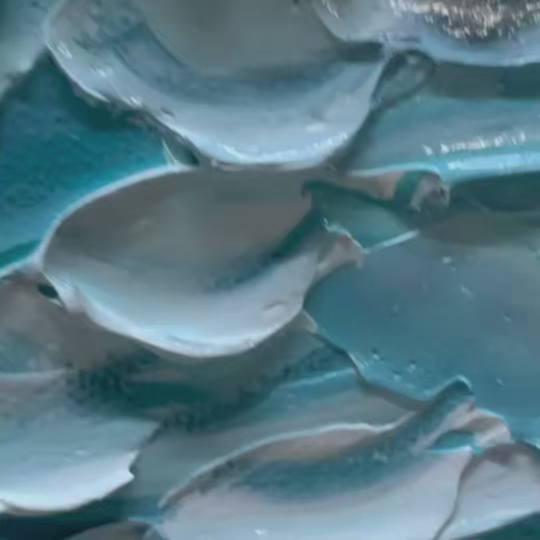 Ocean's Embrace: Original Textured Abstract Seascape Oil Painting - Blue and White Ocean Wall Art