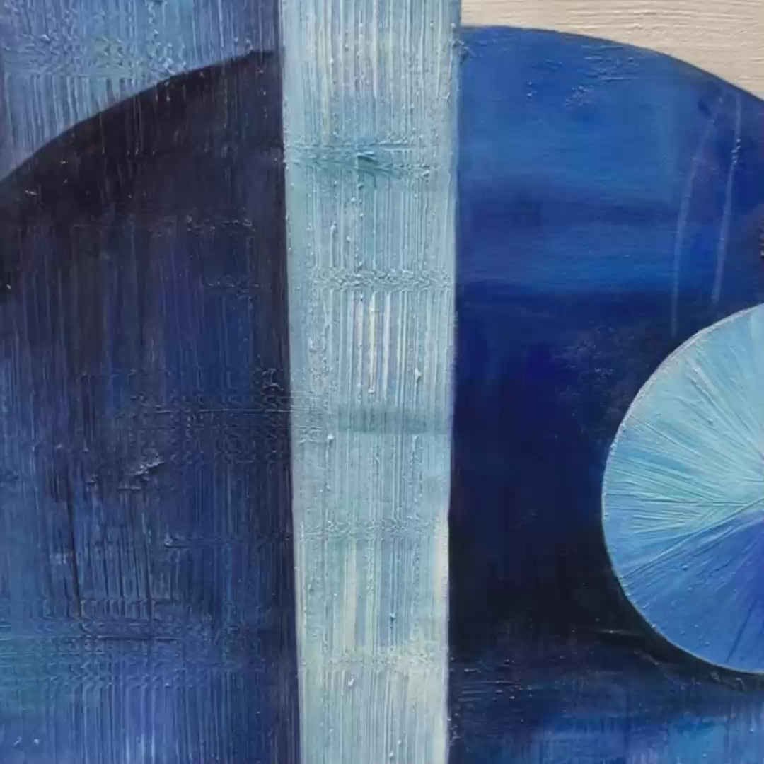 Blue Harmony: Original Minimalist Abstract Acrylic Painting - Blue Geometric Wall Art Decor