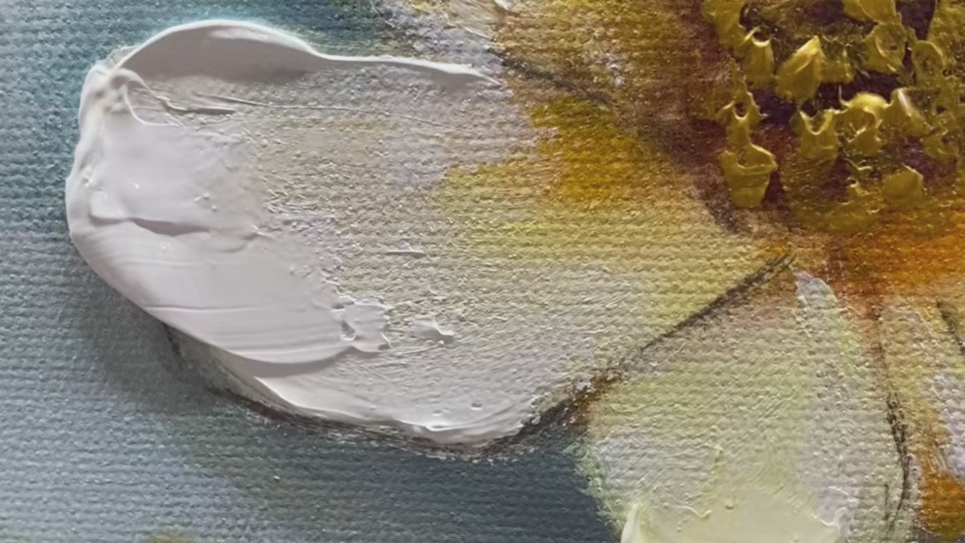 Golden Blossom Drift: Panoramic Floral Painting