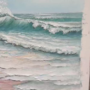 Textured Ocean Painting, Impasto Wall Art, Vertical Canvas, Beach Decor
