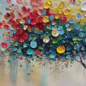 Rainbow Burst: Original Impasto Tree of Life Oil Painting - Colorful Textured Wall Art Decor
