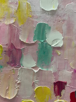 Confetti Dream: Abstract Colorful Oil Painting Canvas Wall Art Decor in Pink, Teal & Gold