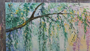 Wisteria Whisper floral impressionist oil painting on canvas wall art
