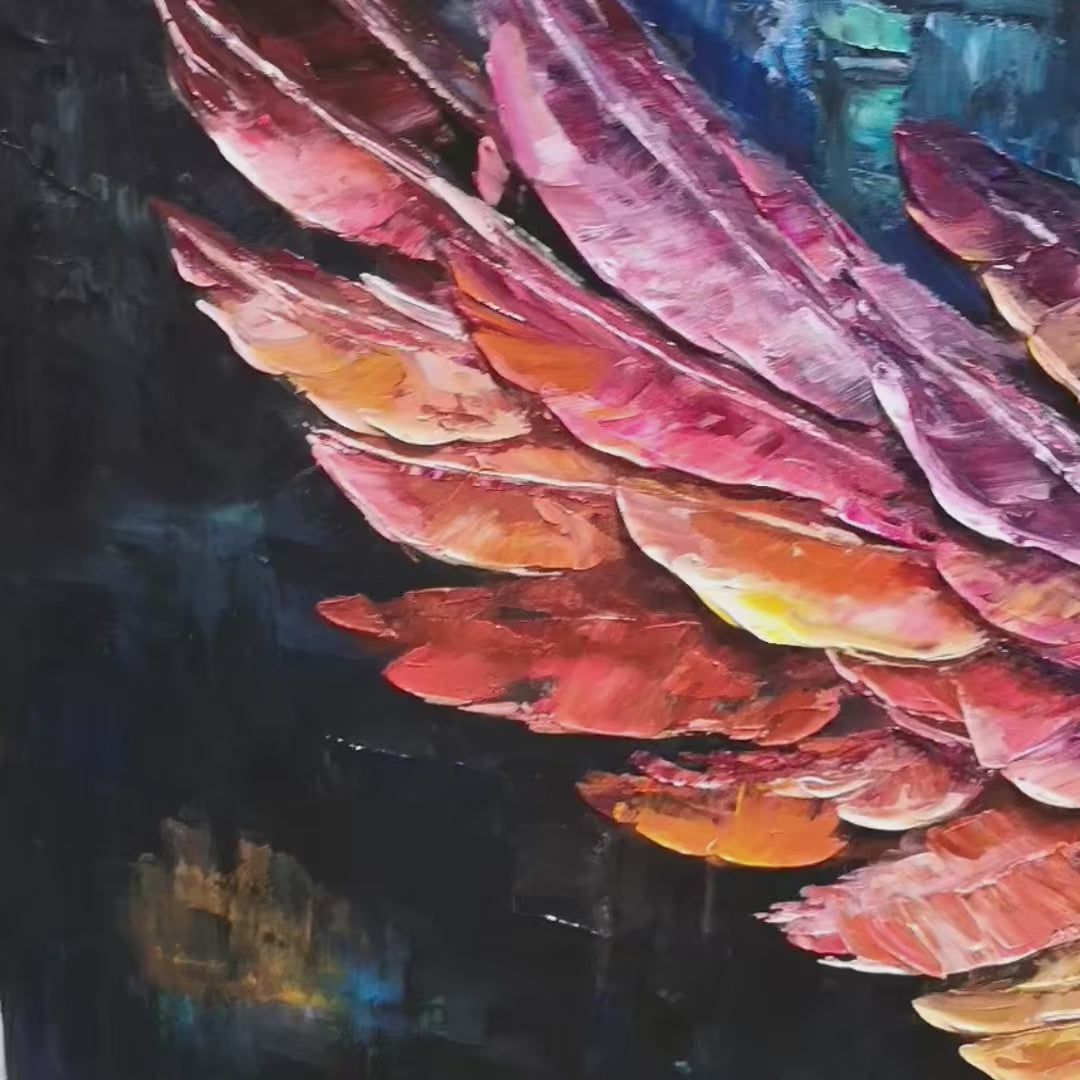 Wings of Ascension: Original Textured Abstract Oil Painting - Angel Wings Wall Art