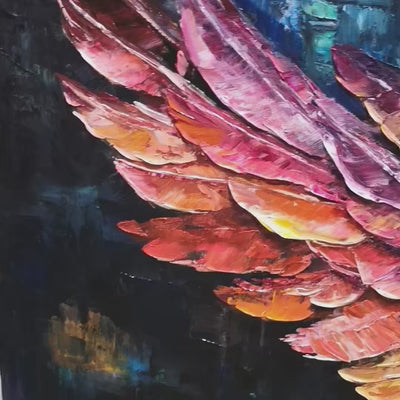 Wings of Ascension: Original Textured Abstract Oil Painting - Angel Wings Wall Art