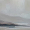 Misty Mountain Lake Panoramic painting by Liam O'Connell, muted earth tones, landscape wall art