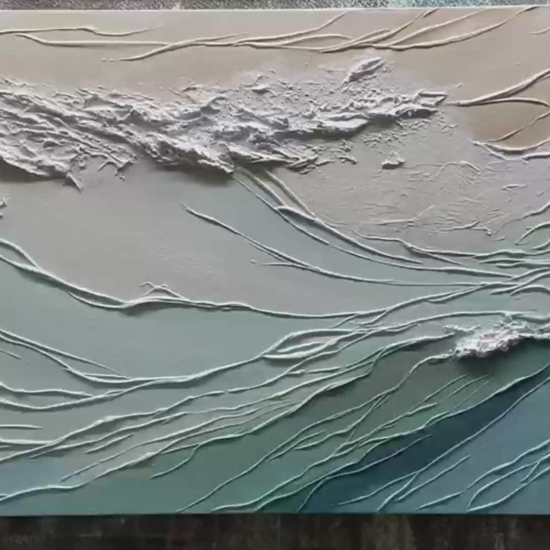 OCEANIC SYMPHONY Textured Abstract Wave Oil Painting