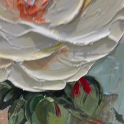 Blossom's Grace: Textured Impasto Magnolia Painting