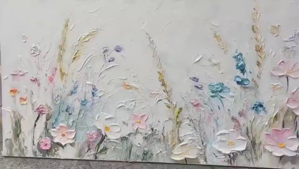 WILDFLOWER SERENADE: Textured Pastel Floral Meadow Painting