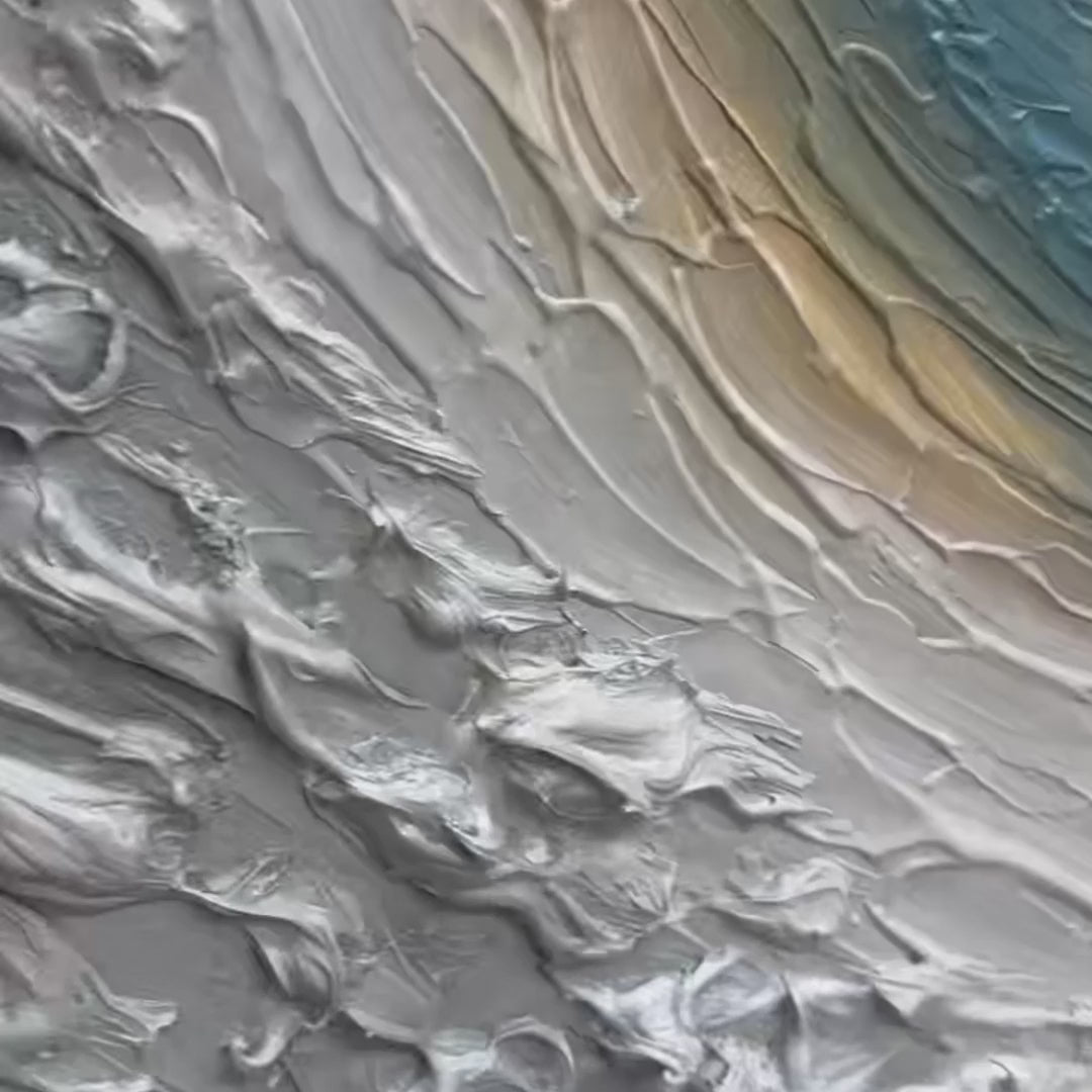 AEGEAN CREST Vertical Textured Impasto Ocean Wave Painting