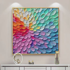Rainbow Burst: Textured Abstract Painting in Rainbow Colors | Abstract Decor