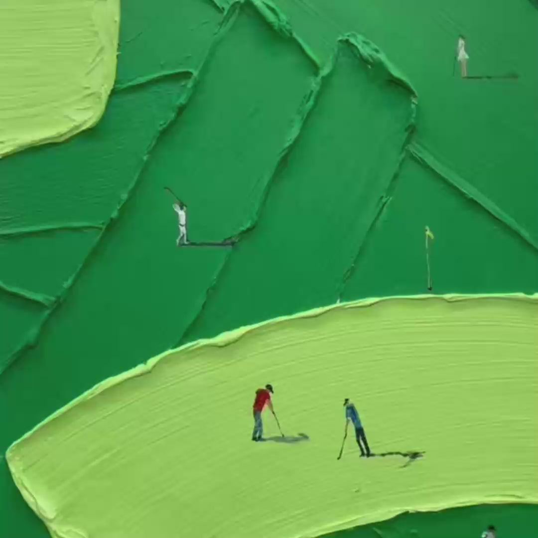 EMERALD FAIRWAY: Textured Impasto Golf Scene Painting