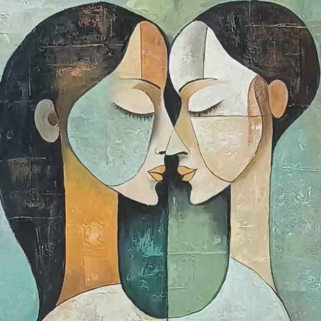 Ready to Ship ｜Unity in Contrast: Abstract Figurative Textured Oil Wall Art