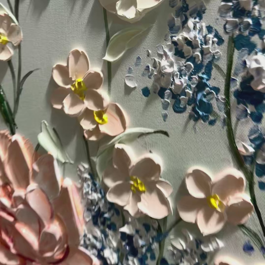 Garden Rhapsody: Original Textured Floral Oil Painting - Colorful Flower Wall Art