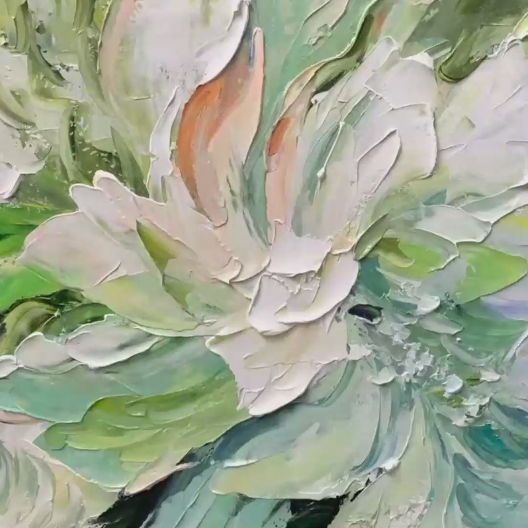 VERDANT BLOOM: Textured Abstract Floral Painting