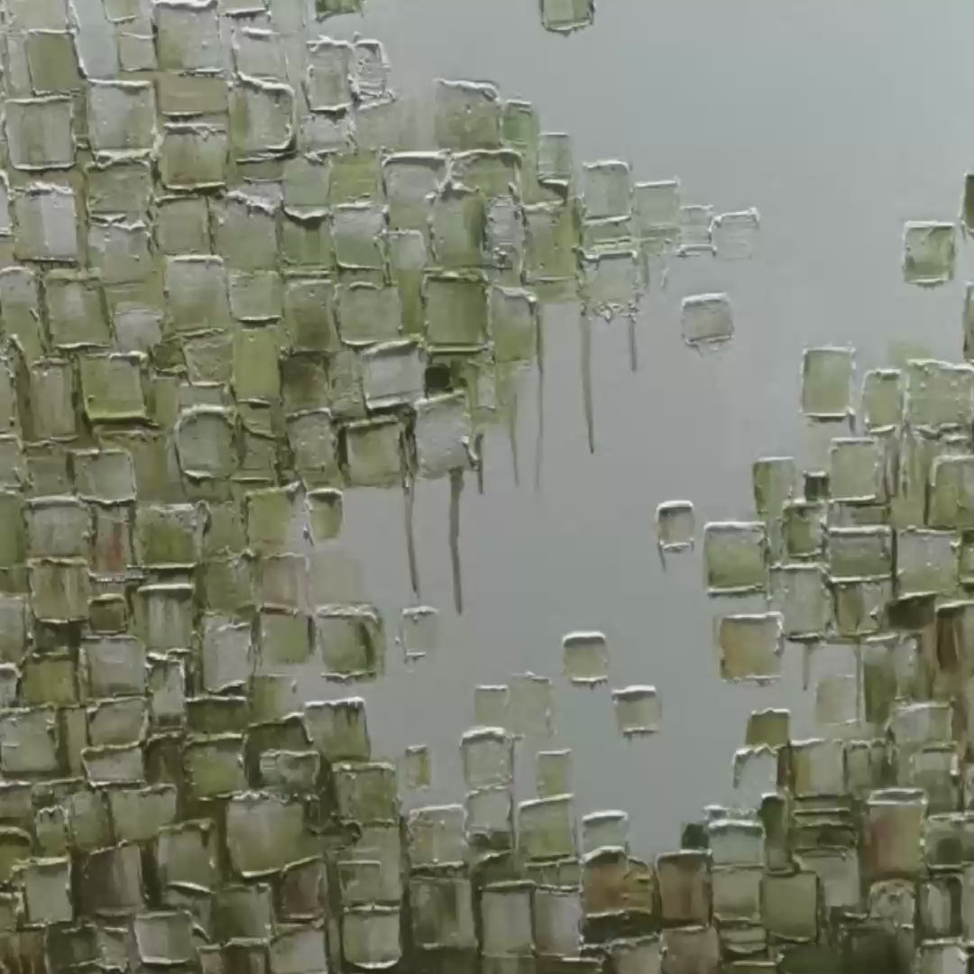 EMERALD CASCADE: Textured Abstract Green Oil Painting