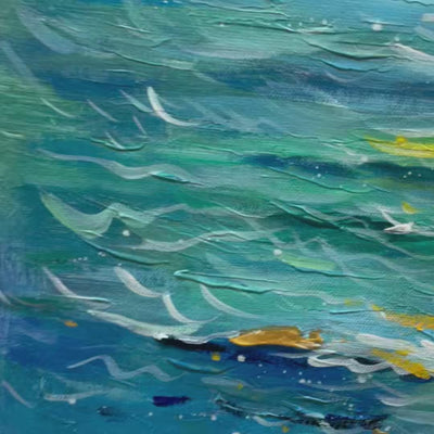 Golden Hour: Original Textured Sunset Seascape Oil Painting - Ocean Sunset Wall Art