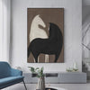 Two Horses on Brown Minimalist Horse Painting Vertical Wall Art Modern Decor