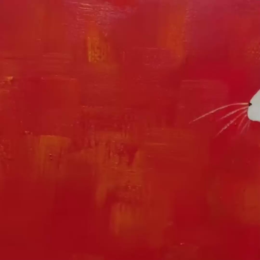 Cat Painting, Panoramic Wall Art, Minimalist Decor