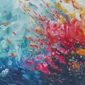 Abstract Seascape Oil Painting in Vibrant Colors