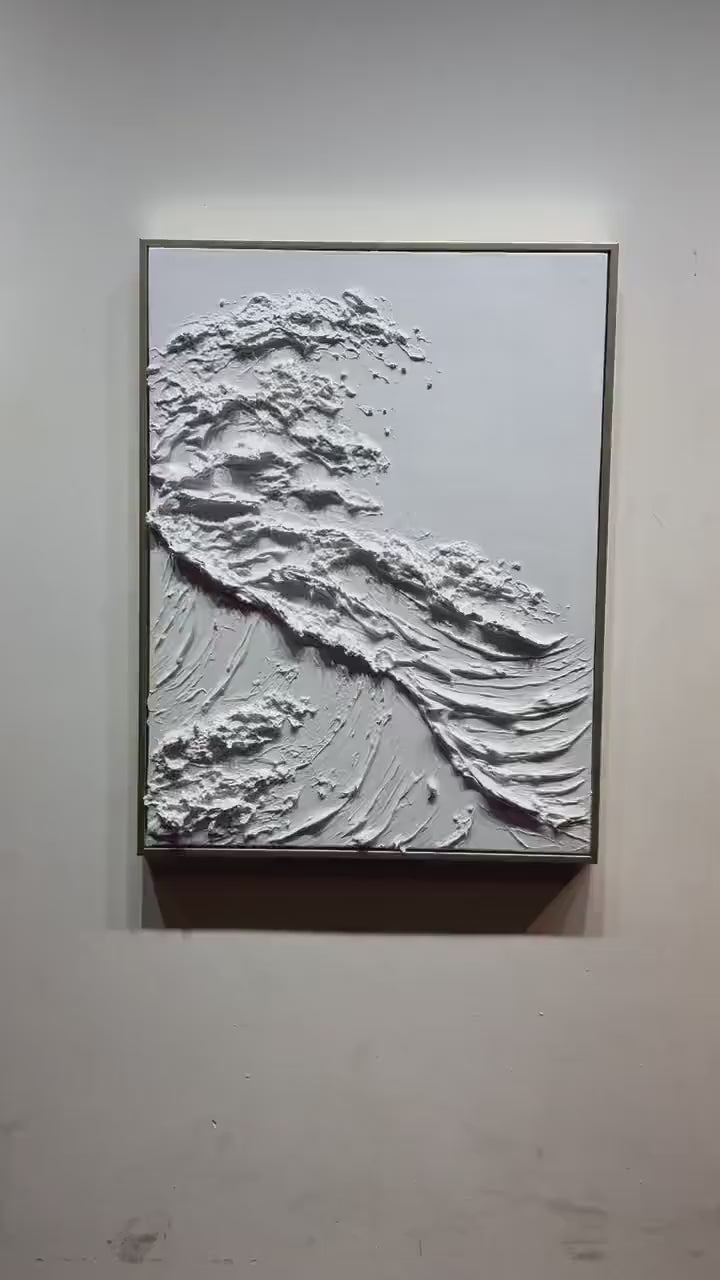 ALABASTER SWELL: Minimalist Textured Coastal Oil Painting