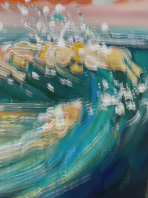 Hand-Textured Seascape Oil Painting | Coastal Wall Art with Gold Leaf