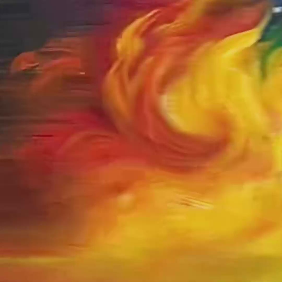 Panoramic Abstract Rainbow Oil Painting