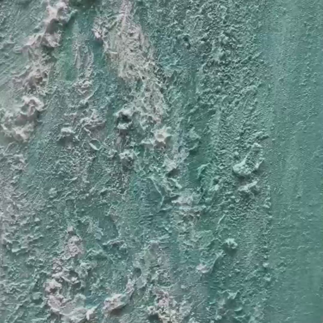 COASTAL SERENITY-Textured Beach Painting, Ocean View, Beige, Blue, Living Room,