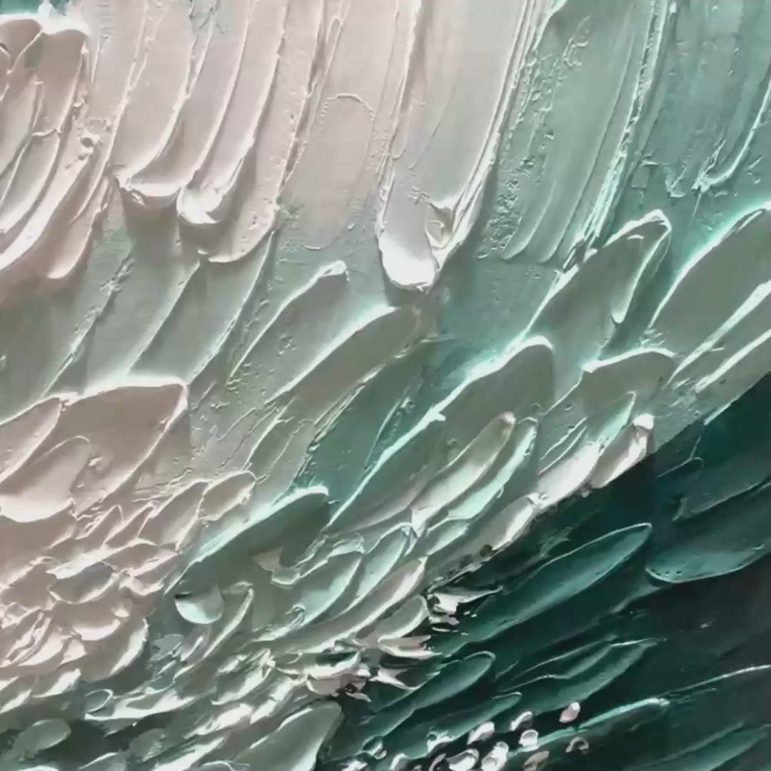 Textured Ocean Wave Painting, Vertical Canvas, Coastal Wall Art