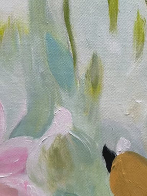 Secret Garden: Original Dreamy Floral Oil Painting - Colorful Flower Wall Art