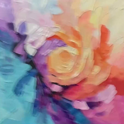 Textured Floral Painting, Impasto Wall Art, Square Canvas, Modern Decor