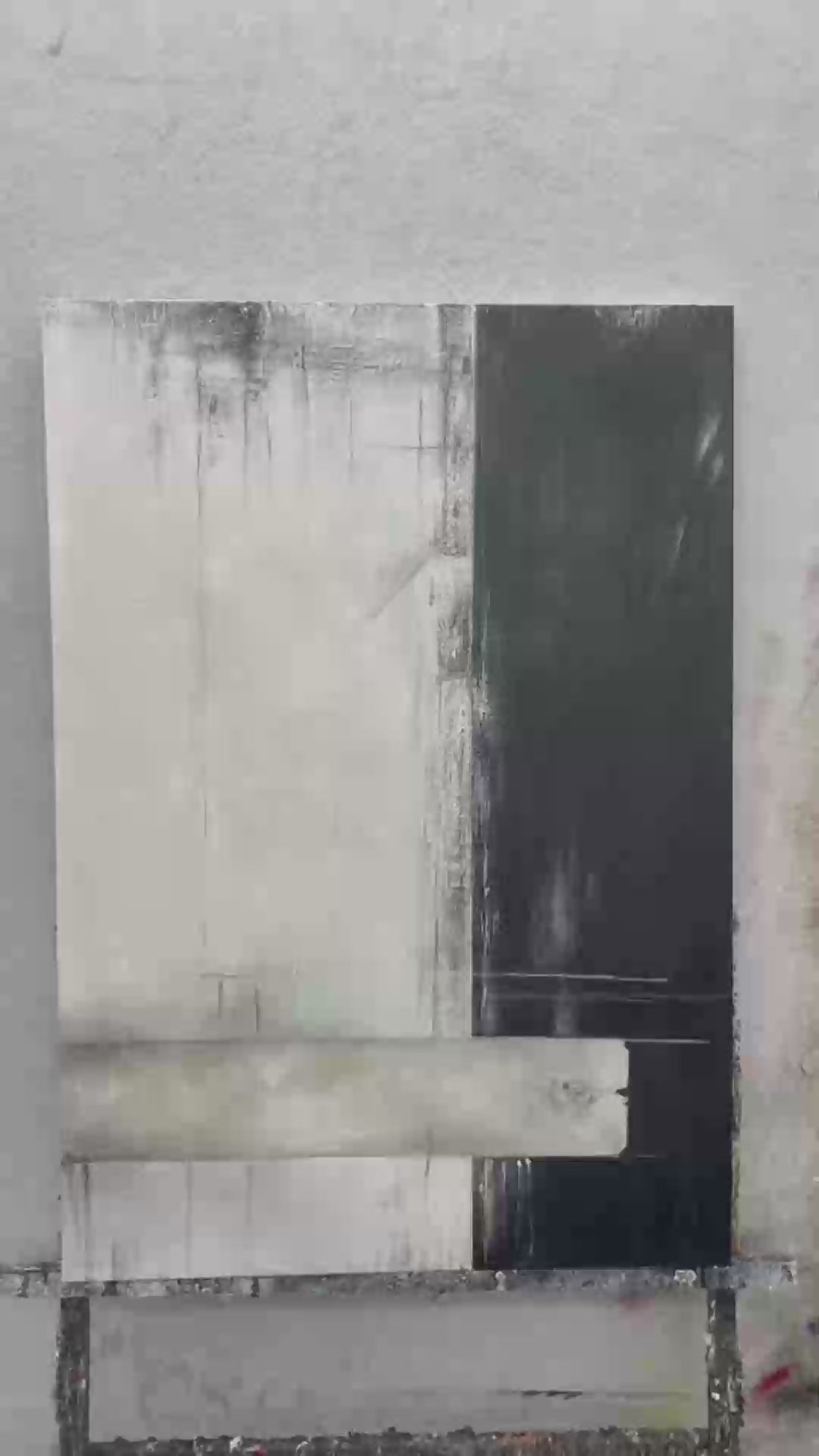 MONOCHROME MINIMALISM: Abstract Painting, Black and White Wall Art, Textured Canvas, Vertical