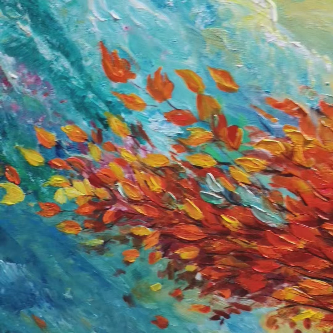 Autumn Fire: Original Textured Landscape Oil Painting - Fall Tree