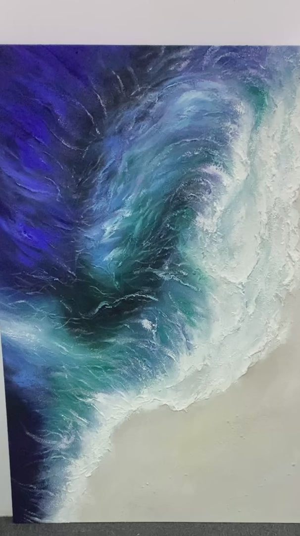 Ocean's Embrace: Ocean Waves Seascape Oil Painting Canvas Wall Art Decor
