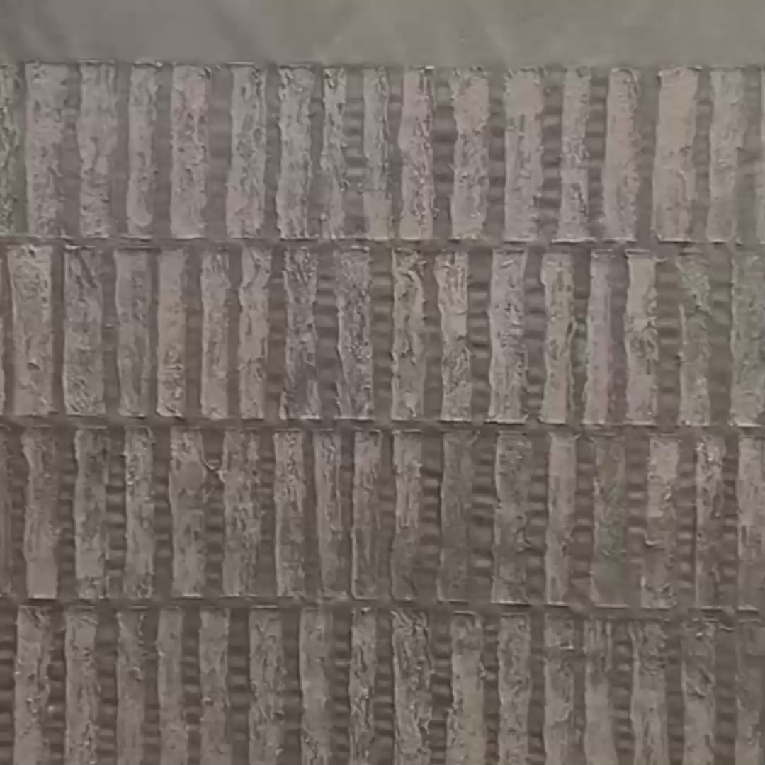 Javier Ramirez's Textured Rectangle Array: Minimalist textured painting in brown, perfect for a modern living room or office.