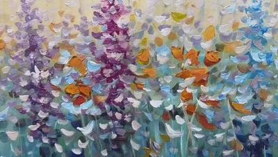 Wild Meadow: Textured Impasto Wildflower Meadow Painting for Vibrant Decor