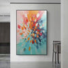 Radiant Burst Textured Abstract Impasto Painting Vertical Wall Art Colorful Decor