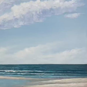 Seaside Serenity: Original Textured Coastal Beach Oil Painting - Ocean Landscape Wall Art