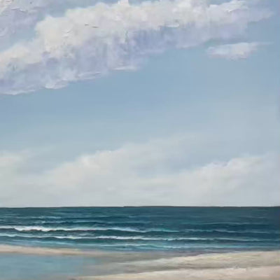 Seaside Serenity: Original Textured Coastal Beach Oil Painting - Ocean Landscape Wall Art